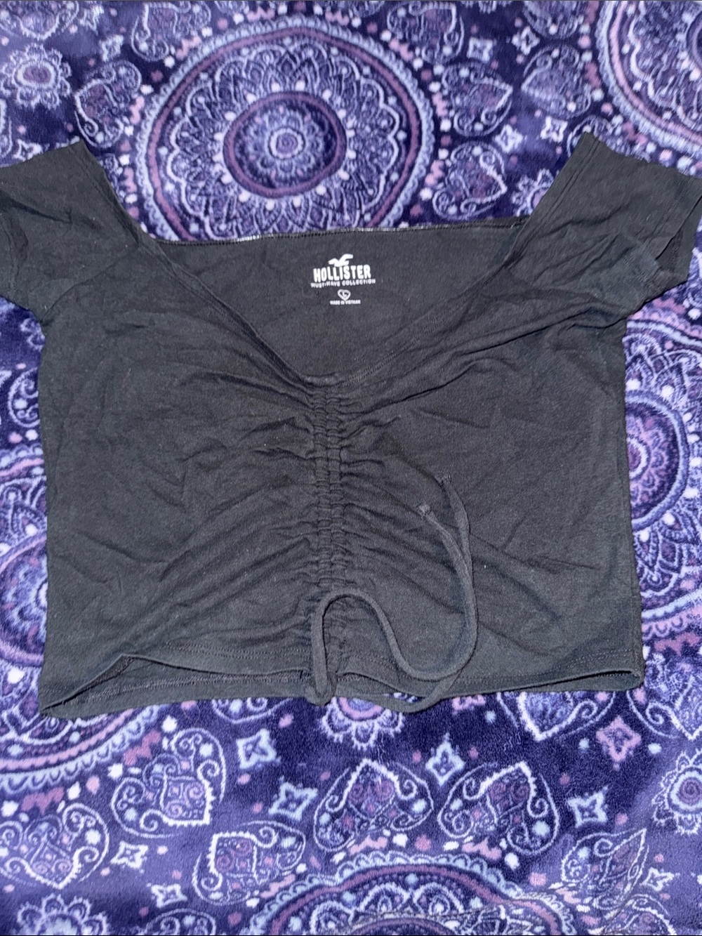 Hollister Black Cinch-Front Crop Top